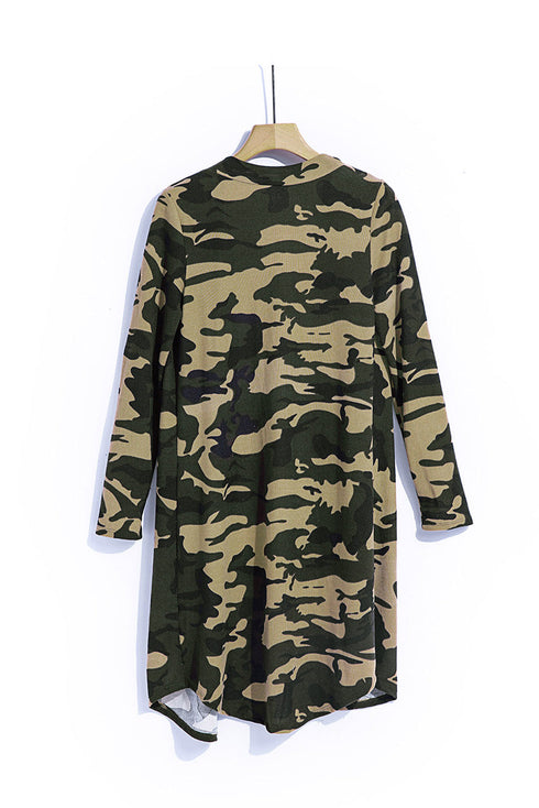 Print Colorblock Long Cardigan